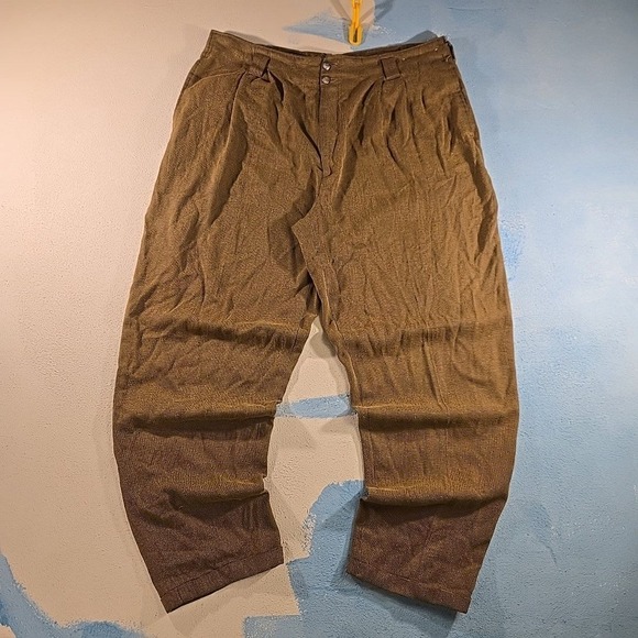 cosi l'uomo Other - VTG Cosi L'Uomo‎ Mens 38 Brown Houndstooth Pleated Dress Pants Rayon Poly Baggy